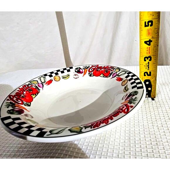 Vtg 90s Gibson/Campbell Soup/Salad Bowl Set of 3 Checkered Veggies 8" Logo - Picture 4 of 5